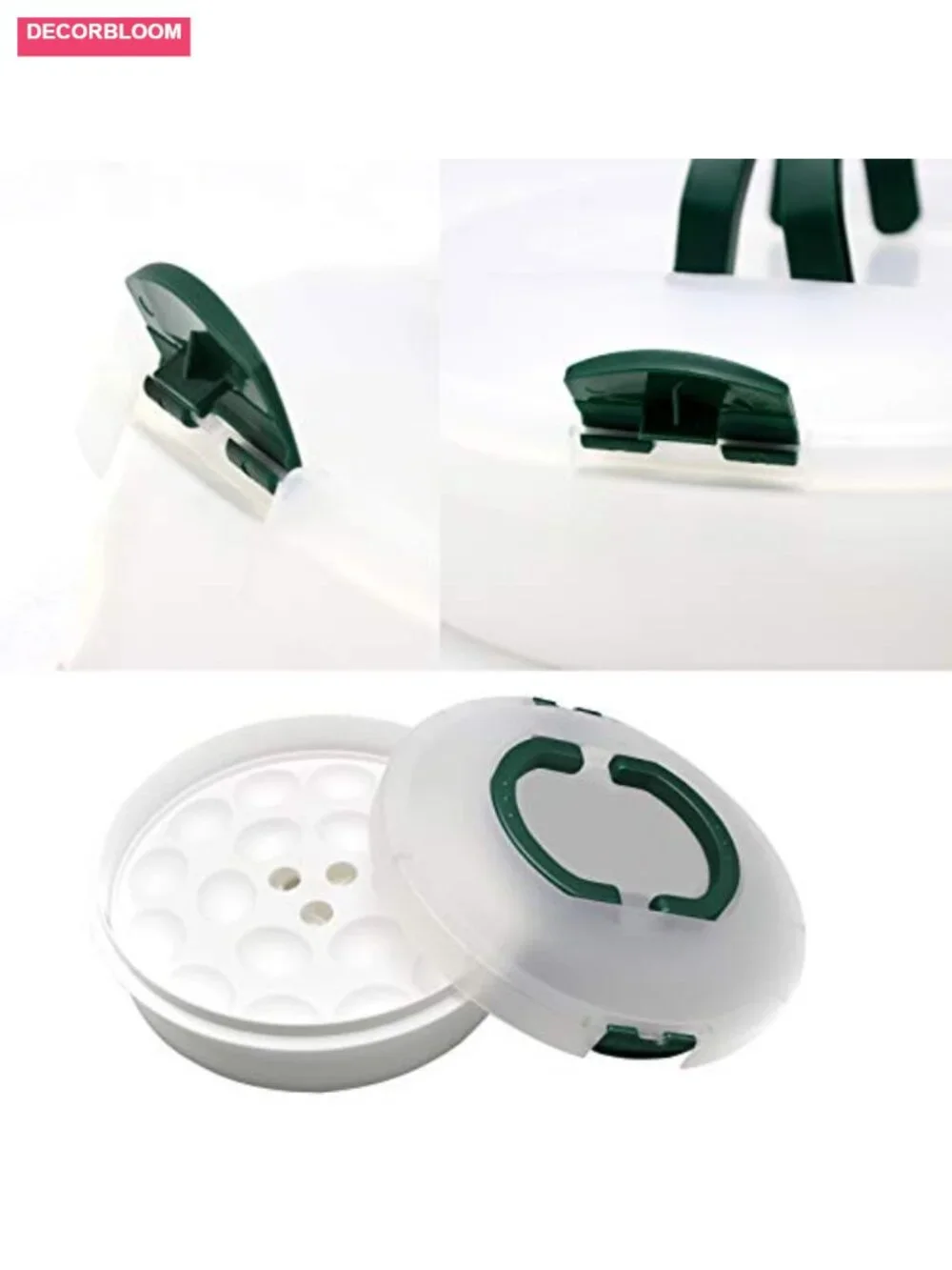 Round PP Food Storage Carrier with Lid, Tray, Handles